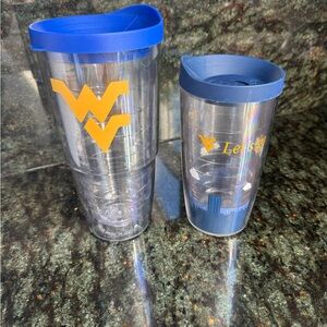 Tervis Blue and Yellow Tumblers West Virginia University logo